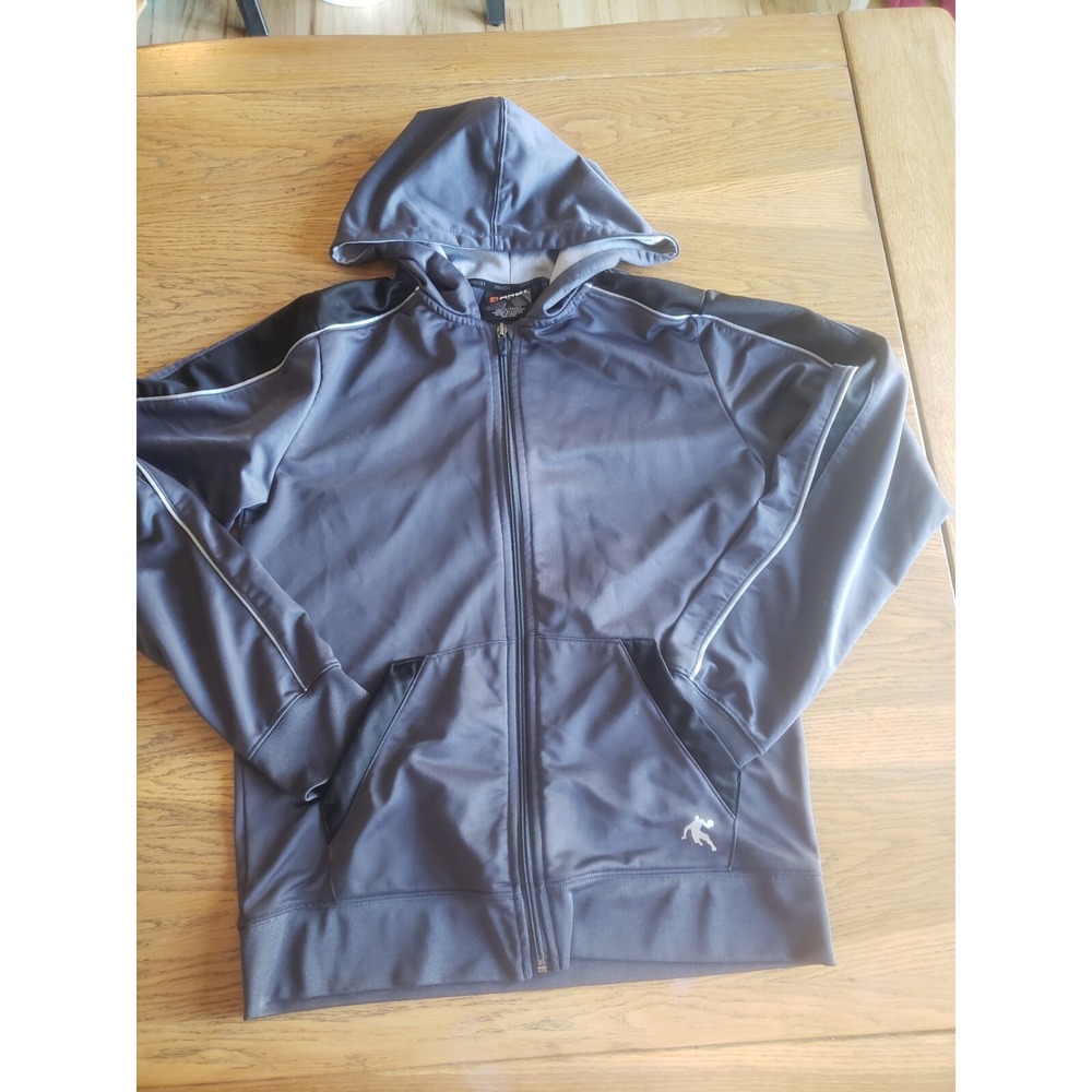 Sz XXL AND1 Boys Full Zip Hoodie Athletic Jacket Gray/Black Polyester EUC